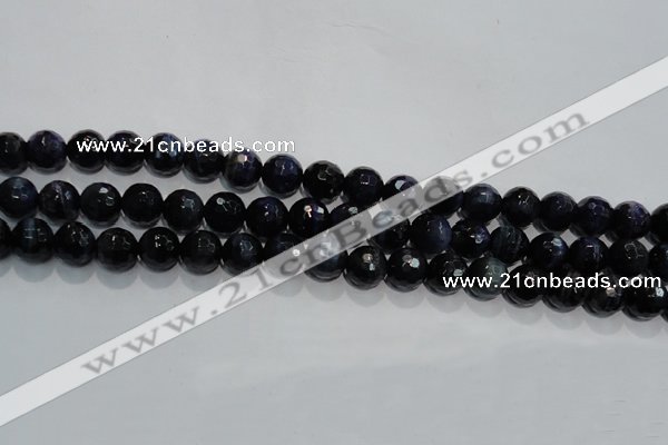 CTE935 15.5 inches 14mm faceted round dyed blue tiger eye beads