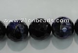 CTE936 15.5 inches 16mm faceted round dyed blue tiger eye beads