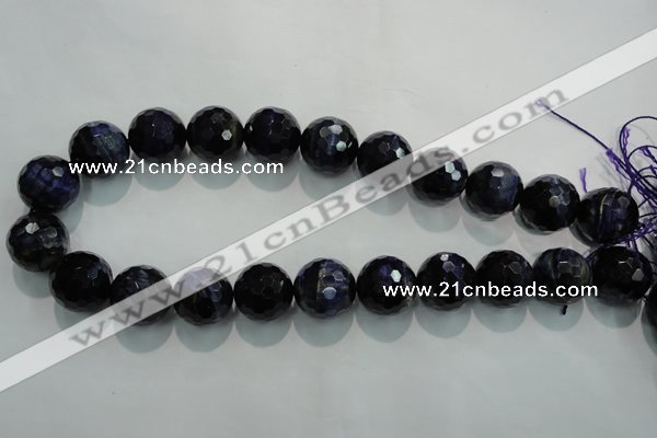 CTE936 15.5 inches 16mm faceted round dyed blue tiger eye beads