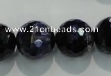 CTE938 15.5 inches 20mm faceted round dyed blue tiger eye beads