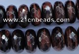 CTE94 15.5 inches 10*18mm faceted rondelle red tiger eye beads