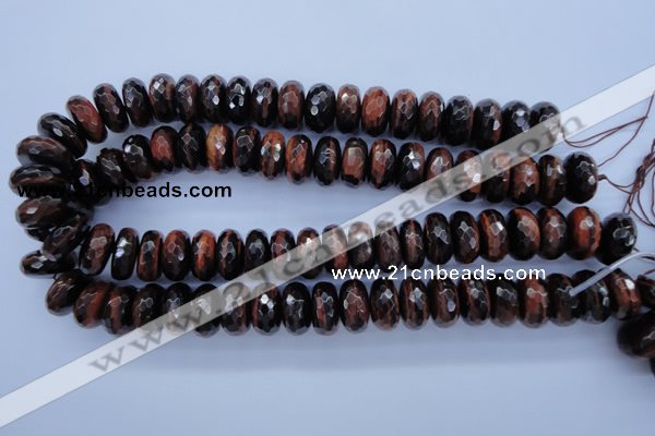 CTE94 15.5 inches 10*18mm faceted rondelle red tiger eye beads