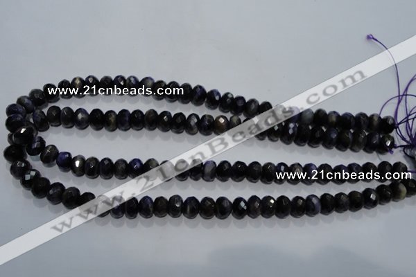 CTE941 15.5 inches 6*10mm faceted rondelle dyed blue tiger eye beads