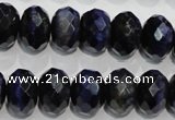 CTE943 15.5 inches 10*14mm faceted rondelle dyed blue tiger eye beads