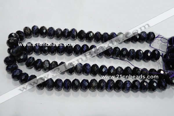 CTE943 15.5 inches 10*14mm faceted rondelle dyed blue tiger eye beads