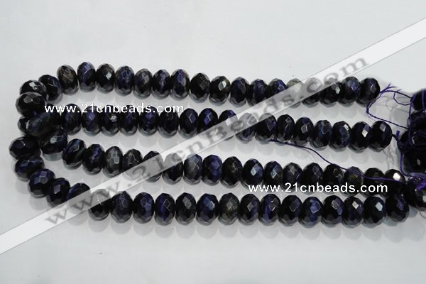 CTE943 15.5 inches 10*14mm faceted rondelle dyed blue tiger eye beads