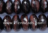 CTE95 15.5 inches 10*20mm faceted rondelle red tiger eye beads