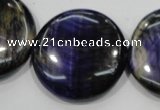 CTE966 15.5 inches 30mm flat round dyed blue tiger eye beads