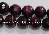 CTE974 15.5 inches 12mm faceted round dyed red tiger eye beads