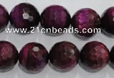 CTE975 15.5 inches 14mm faceted round dyed red tiger eye beads