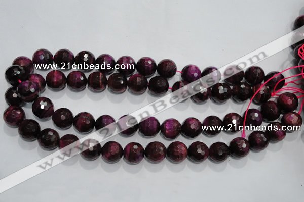 CTE975 15.5 inches 14mm faceted round dyed red tiger eye beads