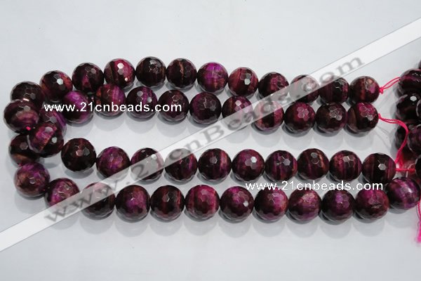 CTE976 15.5 inches 16mm faceted round dyed red tiger eye beads