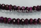 CTE980 15.5 inches 5*8mm faceted rondelle dyed red tiger eye beads