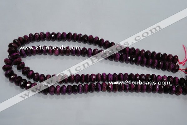 CTE981 15.5 inches 6*10mm faceted rondelle dyed red tiger eye beads