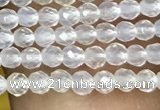 CTG1000 15.5 inches 2mm faceted round tiny white agate beads