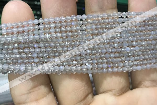 CTG1001 15.5 inches 2mm faceted round tiny grey agate beads
