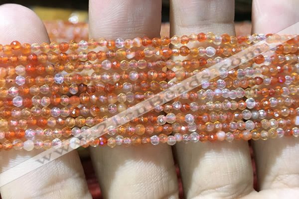 CTG1003 15.5 inches 2mm faceted round tiny red agate beads