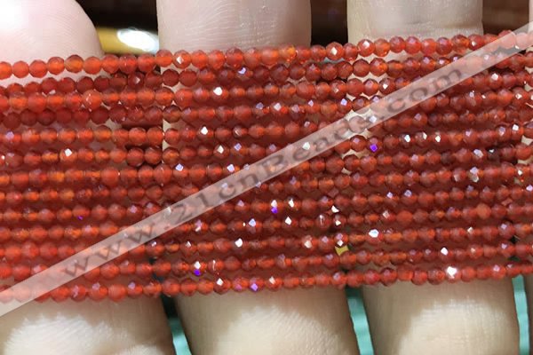 CTG1004 15.5 inches 2mm faceted round tiny red agate beads