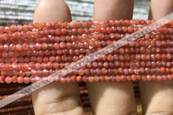 CTG1005 15.5 inches 2mm faceted round tiny south red agate beads