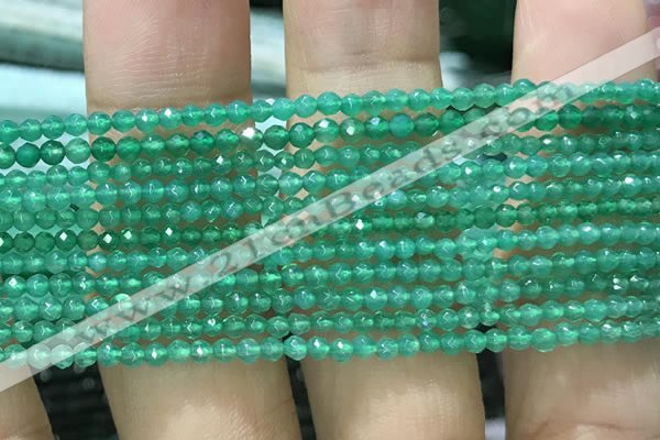 CTG1007 15.5 inches 2mm faceted round tiny green agate beads