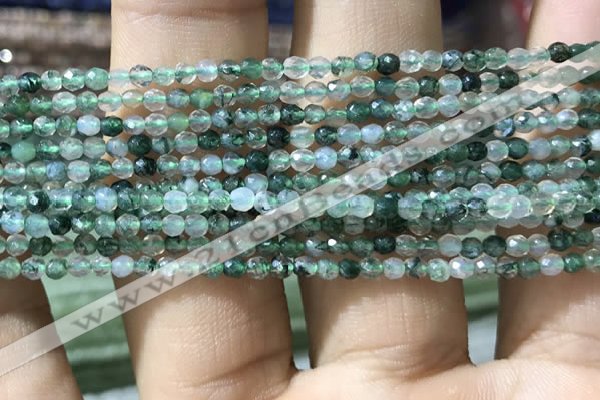 CTG1008 15.5 inches 2mm faceted round tiny moss agate beads