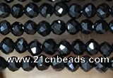 CTG1011 15.5 inches 2mm faceted round tiny black spinel beads