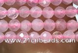 CTG1016 15.5 inches 2mm faceted round tiny rose quartz beads