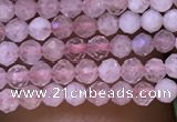 CTG1018 15.5 inches 2mm faceted round tiny rose quartz beads