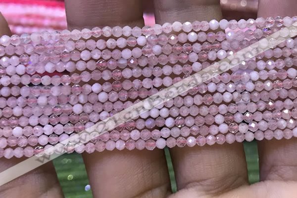 CTG1018 15.5 inches 2mm faceted round tiny rose quartz beads