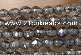 CTG1020 15.5 inches 2mm faceted round tiny smoky quartz beads