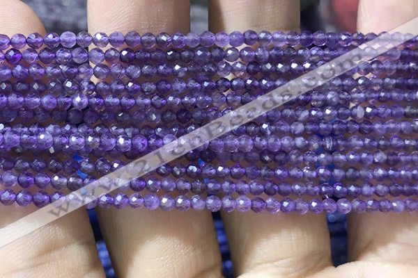 CTG1022 15.5 inches 2mm faceted round tiny amethyst beads