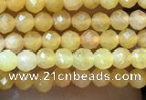 CTG1035 15.5 inches 2mm faceted round tiny yellow jade beads