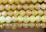 CTG1035 15.5 inches 2mm faceted round tiny yellow jade beads