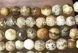 CTG1040 15.5 inches 2mm faceted round tiny picture jasper beads