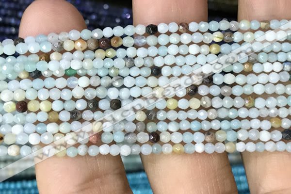 CTG1051 15.5 inches 2mm faceted round tiny amazonite beads