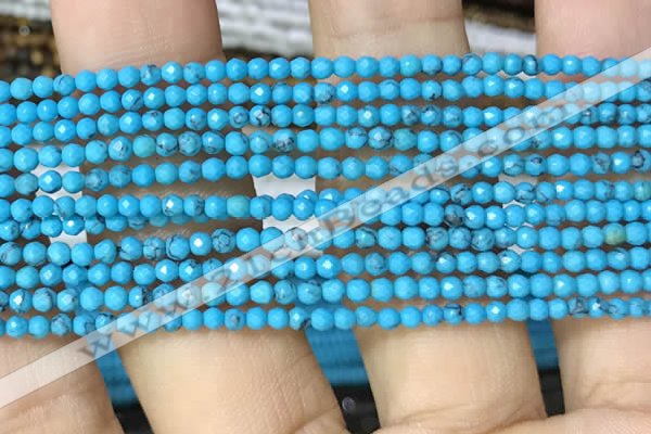 CTG1054 15.5 inches 2mm faceted round tiny turquoise beads