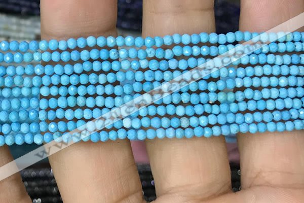 CTG1055 15.5 inches 2mm faceted round tiny turquoise beads