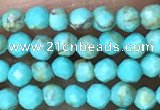 CTG1056 15.5 inches 2mm faceted round tiny turquoise beads