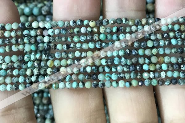 CTG1057 15.5 inches 2mm faceted round tiny African turquoise beads