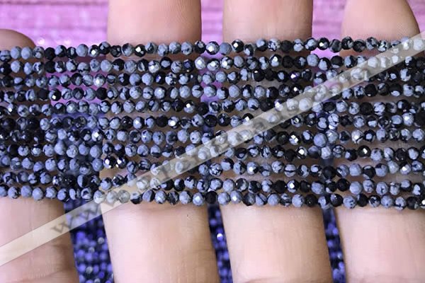 CTG1072 15.5 inches 2mm faceted round tiny snowflake obsidian beads