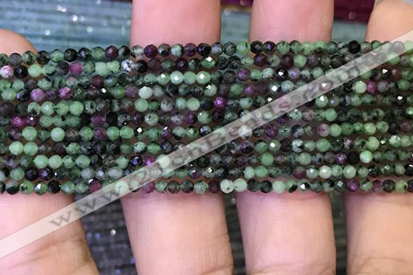 CTG1082 15.5 inches 2mm faceted round tiny ruby zoisite beads