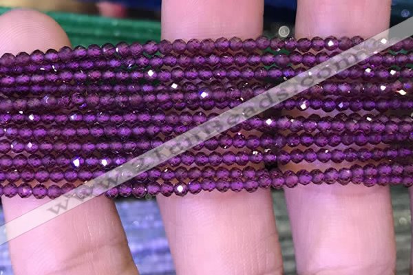 CTG1083 15.5 inches 2mm faceted round tiny purple garnet beads