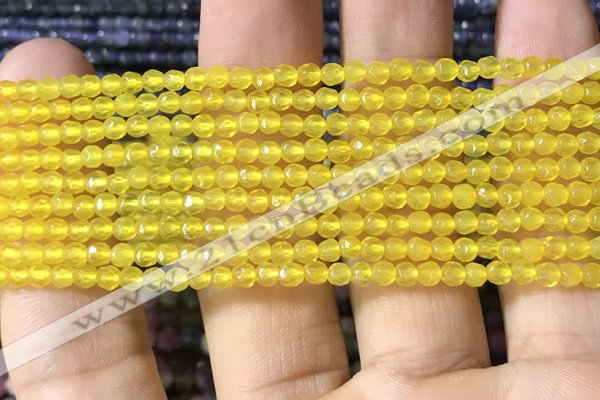 CTG1112 15.5 inches 3mm faceted round tiny yellow agate beads