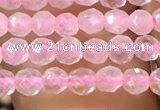 CTG1124 15.5 inches 3mm faceted round tiny rose quartz beads