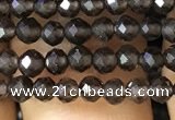 CTG1128 15.5 inches 3mm faceted round tiny smoky quartz beads