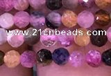 CTG1138 15.5 inches 3mm faceted round tiny tourmaline beads