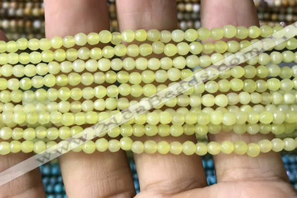 CTG1148 15.5 inches 3mm faceted round tiny lemon jade beads