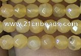 CTG1149 15.5 inches 3mm faceted round tiny yellow jade beads