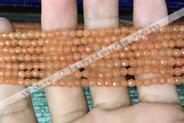 CTG1151 15.5 inches 3mm faceted round tiny red aventurine beads