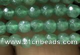 CTG1154 15.5 inches 3mm faceted round tiny green aventurine beads